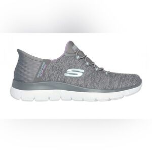 Skechers Women's Gray and White Slip-On Sneakers